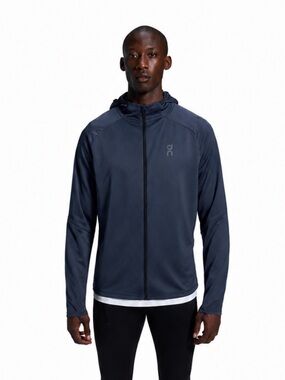 On Running Climate Zip Hoodie Dark Blue With Integrated Mask Medium EUC!